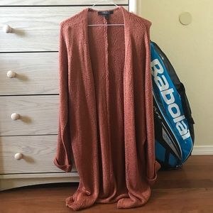 F21 Contemporary Longline Cardigan in Marsala